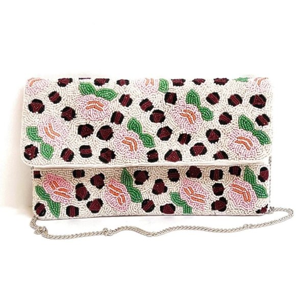 NWT Animal Floral Beaded Clutch Crossbody Bag